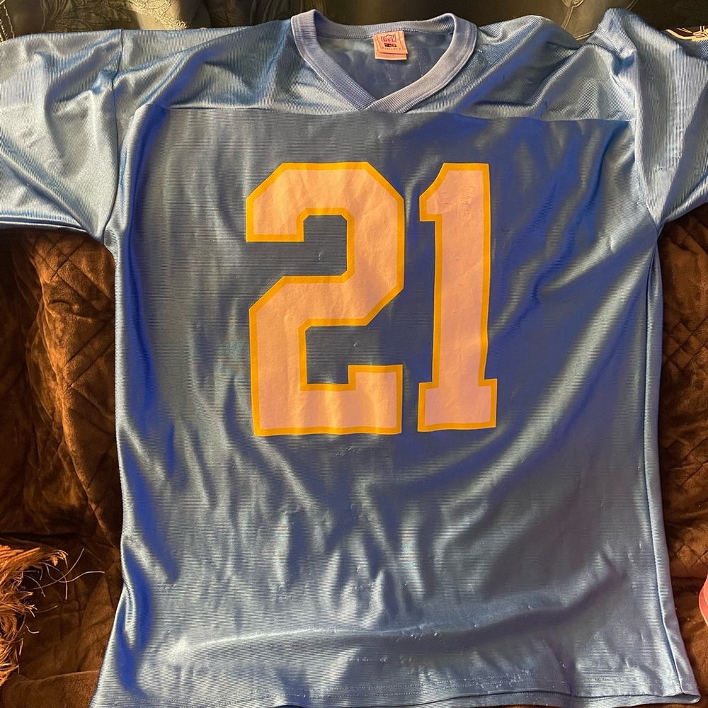 Blue Jersey with Yellow Number 21